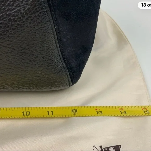COACH Purse Black Mixed Leather & Suede Tote Bag w/ Gold Hardware ➕ FREE ITEM!⬇️ - Picture 14 of 16